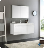 Fresca Vista 48" White Wall Hung Modern Bathroom Vanity w/ Medicine Cabinet
