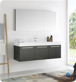 Fresca Vista 60" Black Wall Hung Single Sink Modern Bathroom Vanity w/ Medicine Cabinet