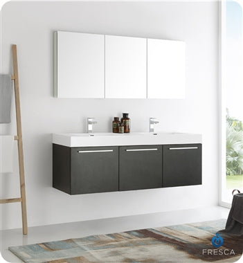 Fresca Vista 60 Black Wall Hung Double Sink Modern Bathroom Vanity w/ –  Kitchen Cabinets Queens-Nassau: Bathroom Vanities; Custom Counters