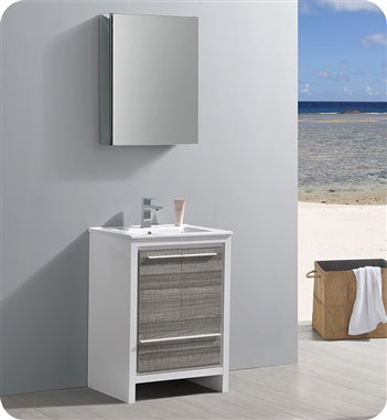 Fresca Allier Rio 24" Ash Gray Modern Bathroom Vanity w/ Medicine Cabinet