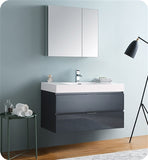 Fresca Valencia 42" Dark Slate Gray Wall Hung Modern Bathroom Vanity w/ Medicine Cabinet