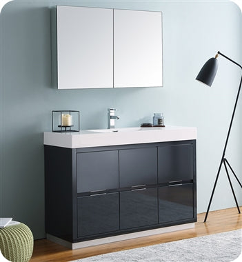Fresca Valencia 48" Dark Slate Gray Free Standing Modern Bathroom Vanity w/ Medicine Cabinet