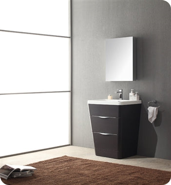 Fresca Milano 26" Chestnut Modern Bathroom Vanity w/ Medicine Cabinet