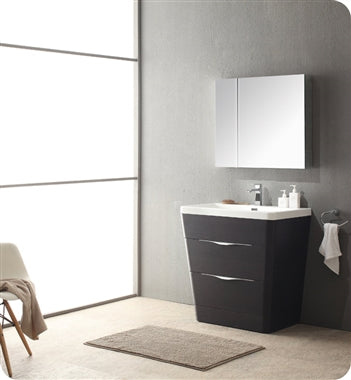 Fresca Milano 32" Chestnut Modern Bathroom Vanity w/ Medicine Cabinet