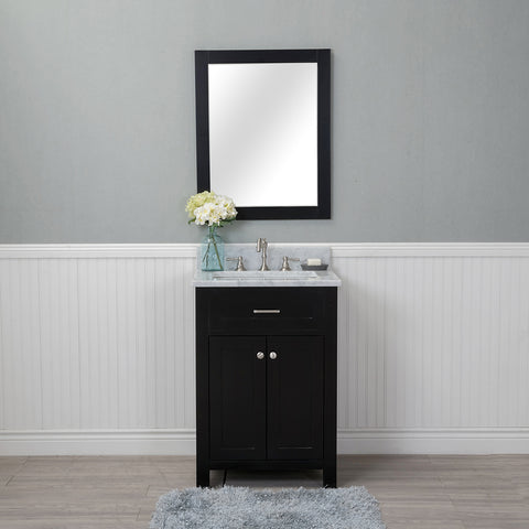 Norwalk 24 in. Single Bathroom Vanity in Espresso with Carrera Marble Top and No Mirror