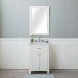 Norwalk 24 in. Single Bathroom Vanity in White with Carrera Marble Top and No Mirror