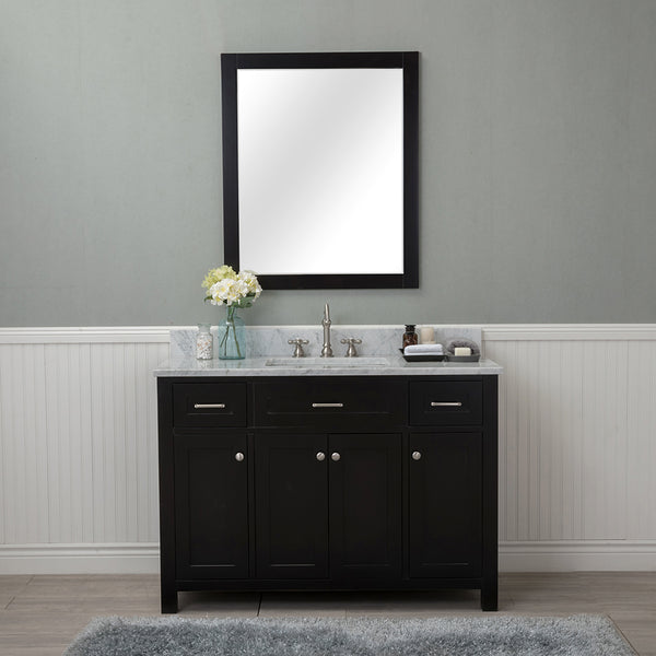 Norwalk 48 in. Single Bathroom Vanity in Espresso with Carrera Marble Top and Mirror