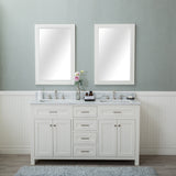 Norwalk 60 in. Double Bathroom Vanity in White with Carrera Marble Top and Mirror