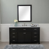 Norwalk 60 in. Single Bathroom Vanity in Espresso with Carrera Marble Top and No Mirror