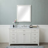 Norwalk 60 in. Single Bathroom Vanity in White with Carrera Marble Top and Mirror