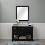 Wilmington 48 in. Single Bathroom Vanity in Espresso with Carrera Marble Top and Mirror