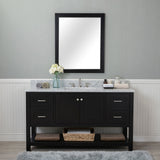 Wilmington 60 in. Single Bathroom Vanity in Espresso with Carrera Marble Top and Mirror