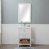 Vineland 24 in. Single Bathroom Vanity (Drawers) in White with Porcelain Top