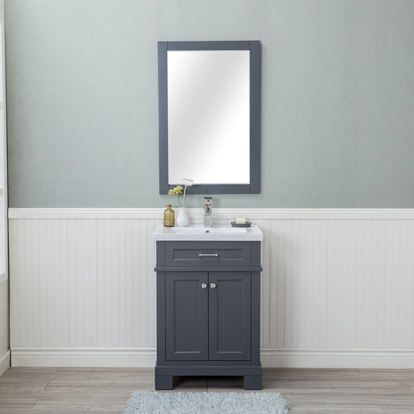 Lancaster 24 in. Single Bathroom Vanity in Gray with Porcelain Top (Single Hole)