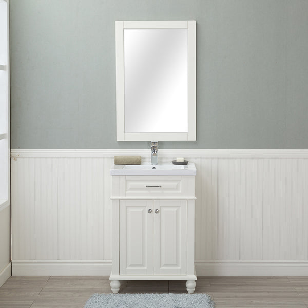Lancaster 24 in. Single Bathroom Vanity in White with Porcelain Top (Single Hole)