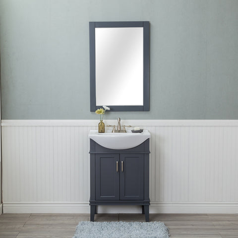 Lancaster 24 in. Single Bathroom Vanity in Gray with Porcelain Top (Centerset)