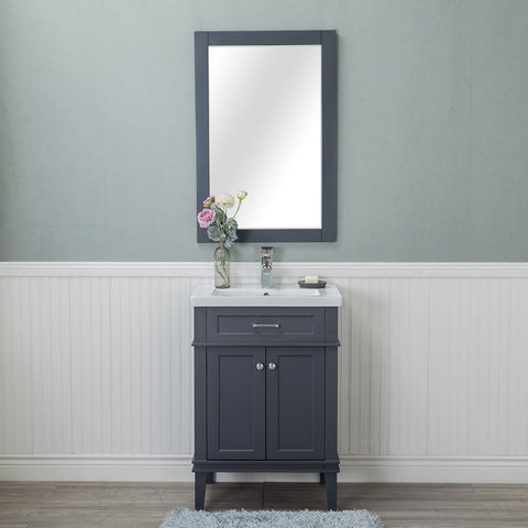 Lancaster 24 in. Single Bathroom Vanity in Gray with Porcelain Top (Single Hole)