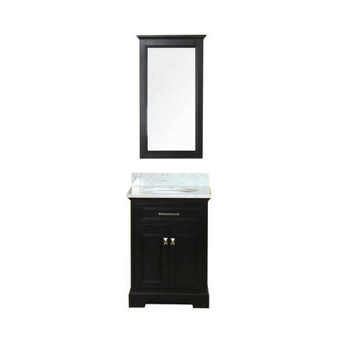 Yorkshire 25 in Single Bathroom Vanity in Espresso with Carrera Marble Top and Mirror