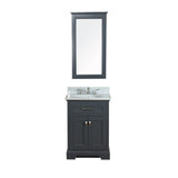 Yorkshire 25 in Single Bathroom Vanity in Gray with Carrera Marble Top and Mirror