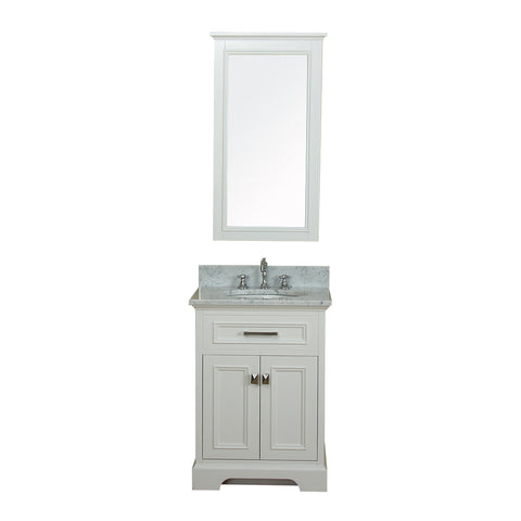 Yorkshire 25 in Single Bathroom Vanity in White with Carrera Marble Top and No Mirror