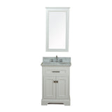 Yorkshire 25 in Single Bathroom Vanity in White with Carrera Marble Top and Mirror