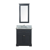 Yorkshire 31 in Single Bathroom Vanity in Gray with Carrera Marble Top and Mirror