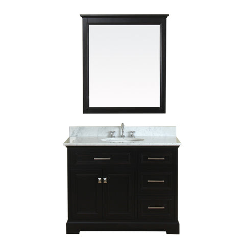 Yorkshire 43 in Single Bathroom Vanity in Espresso with Carrera Marble Top and Mirror
