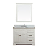 Yorkshire 43 in Single Bathroom Vanity in White with Carrera Marble Top and No Mirror