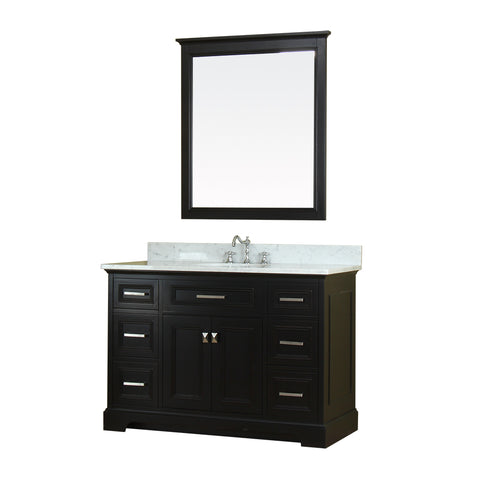 Yorkshire 49 in Single Bathroom Vanity in Espresso with Carrera Marble Top and No Mirror