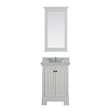Richmond 24 in Single Bathroom Vanity in White with Carrera Marble Top and No Mirror