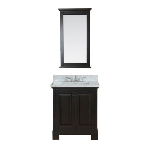 Richmond 30 in Single Bathroom Vanity in Espresso with Carrera Marble Top and No Mirror