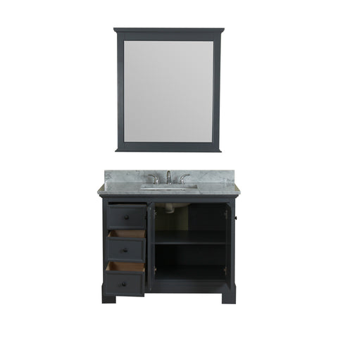 Richmond 42 in Single Bathroom Vanity in Gray with Carrera Marble Top and No Mirror