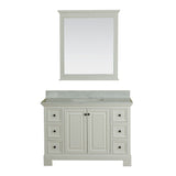 Richmond 48 in Single Bathroom Vanity in White with Carrera Marble Top and Mirror