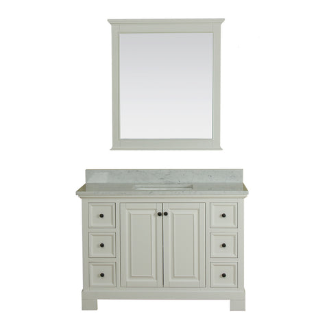 Richmond 48 in Single Bathroom Vanity in White with Carrera Marble Top and No Mirror