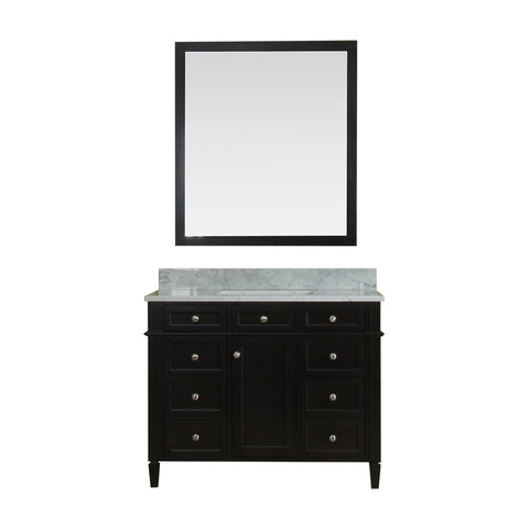 Samantha 42 in Single Bathroom Vanity in Espresso with Carrera Marble Top and Mirror