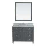 Samantha 42 in Single Bathroom Vanity in Gray with Carrera Marble Top and No Mirror