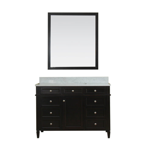 Samantha 48 in Single Bathroom Vanity in Espresso with Carrera Marble Top and No Mirror