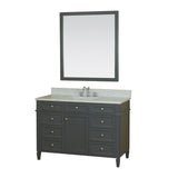 Samantha 48 in Single Bathroom Vanity in Gray with Carrera Marble Top and No Mirror