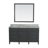 Samantha 60 in Single Bathroom Vanity in Gray with Carrera Marble Top and No Mirror