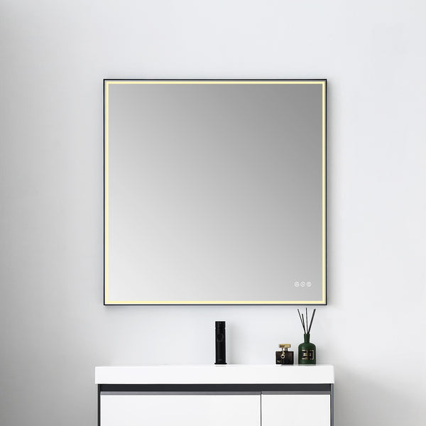 Stellar - 30" LED Mirror Matte Black Frame