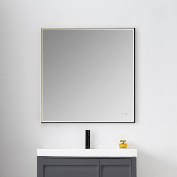 Stellar - 48" LED Mirror Matte Black Frame