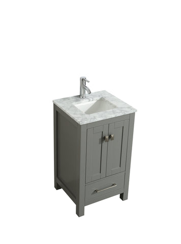 Eviva London 24" x 18" Gray Transitional Bathroom Vanity w/ White Carrara Top
