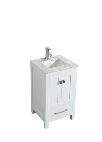 Eviva London 24" x 18" White Transitional Bathroom Vanity w/ White Carrara Top