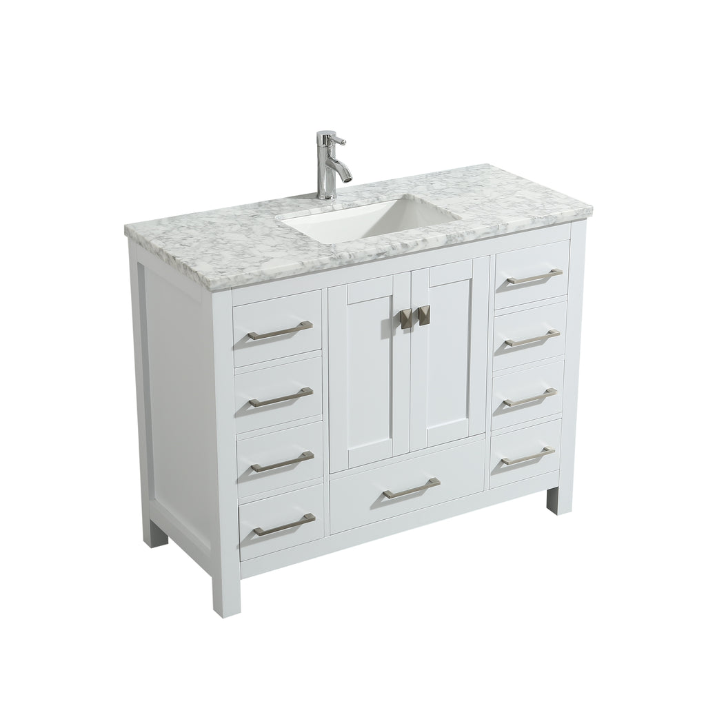 White Quartz 36-inch Wall-mount Pedestal Bathroom Sink Vanity with
