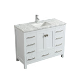 Eviva London 48" x 18" White Transitional Bathroom Vanity w/ White Carrara Top