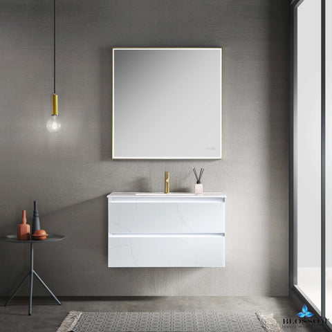 Jena 36" Vanity - Glass - Calacatta White