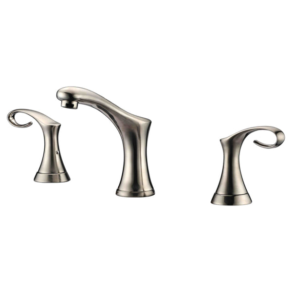 Dawn? 3-hole, 2-handle widespread lavatory faucet for 8" centers, Brushed Nickel (Standard pull-up drain with lift rod D90 0010BN included)