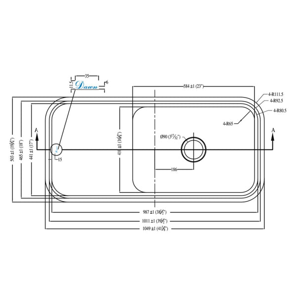 Dawn? Undermount Single Bowl with Work Surface