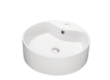 Dawn? Vessel Above-Counter Round Ceramic Art Basin with single hole for faucet and Overflow