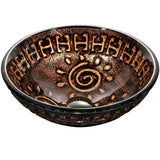 Dawn? Tempered glass, hand-painted glass vessel sink-round shape, Copper and Gold